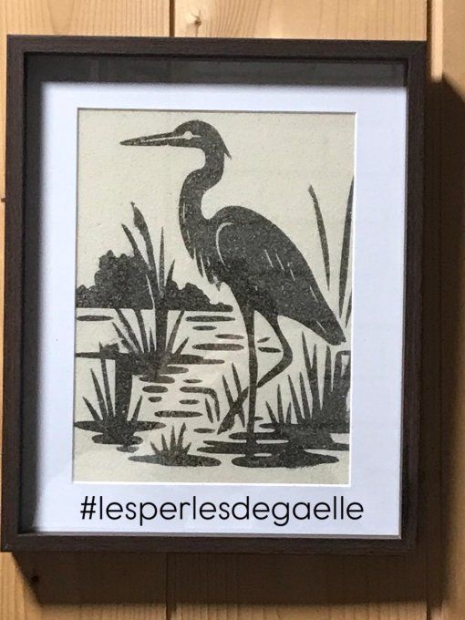 Tableau de sable Héron