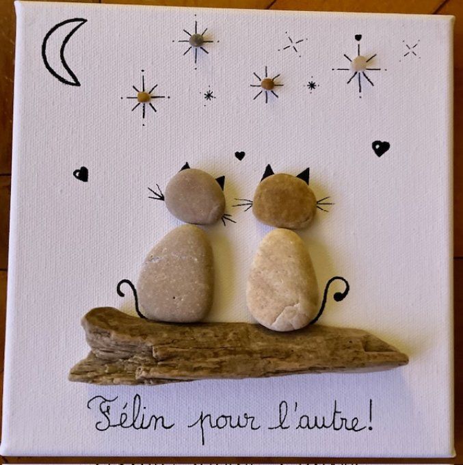 Cadre galets "félin pour l'autre"