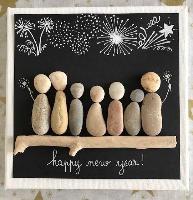 Tableau galets  "Happy New Year "