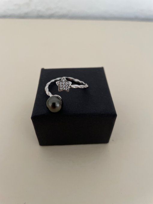 Bague étoile et perle de Tahiti