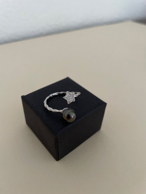 Bague étoile et perle de Tahiti