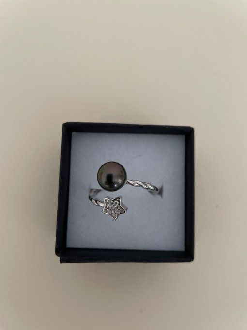 Bague étoile et perle de Tahiti