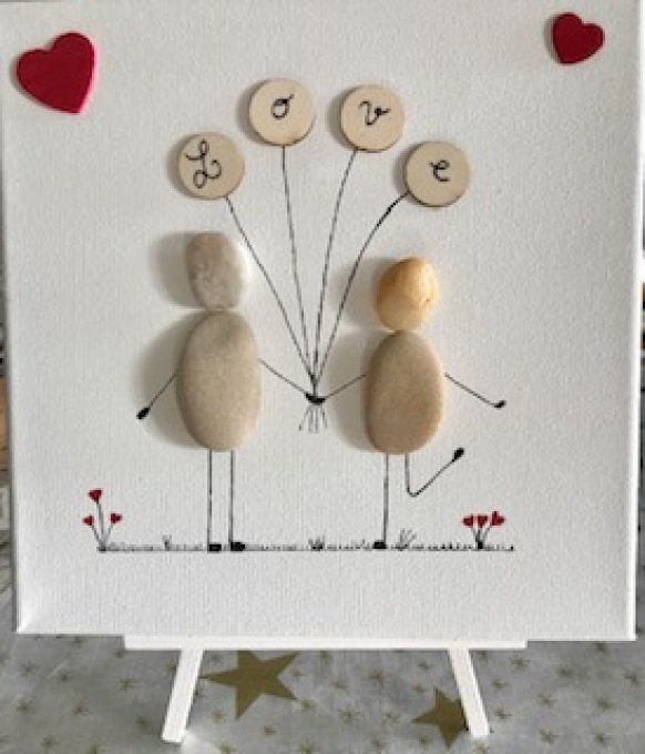 Tableau galets "Love"