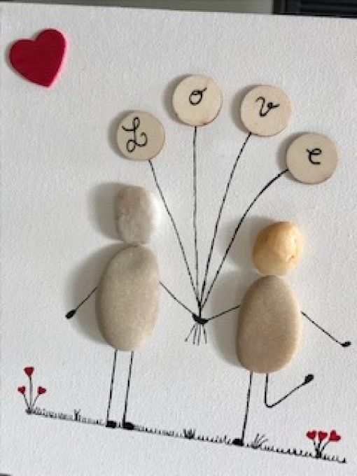 Tableau galets "Love"
