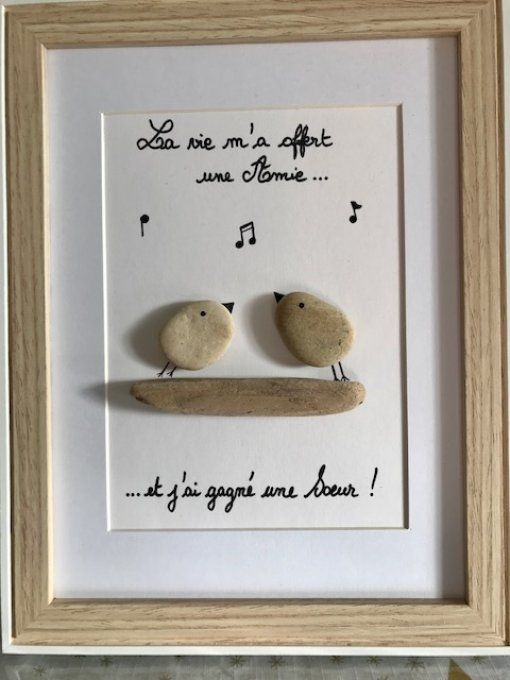 Tableau galets "Amie"