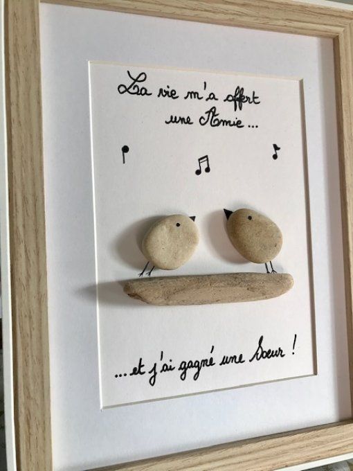 Tableau galets "Amie"