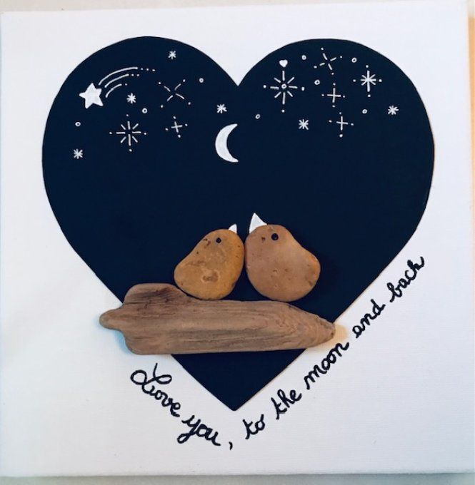 tableau galets "to the moon"