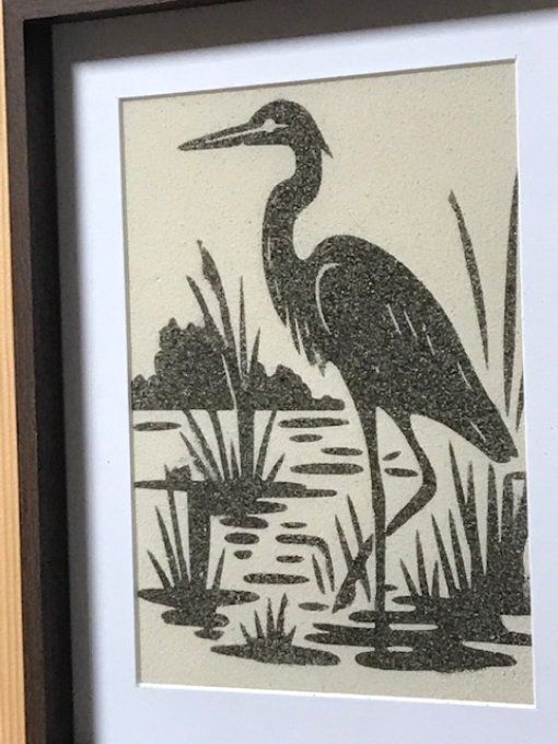 Tableau de sable Héron