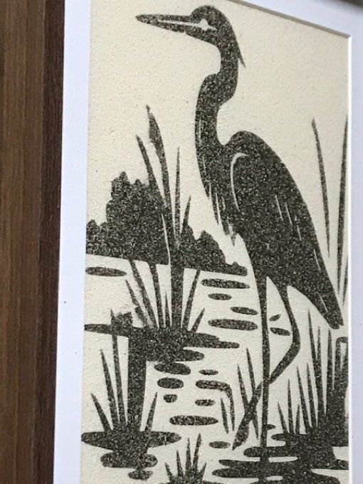 Tableau de sable Héron