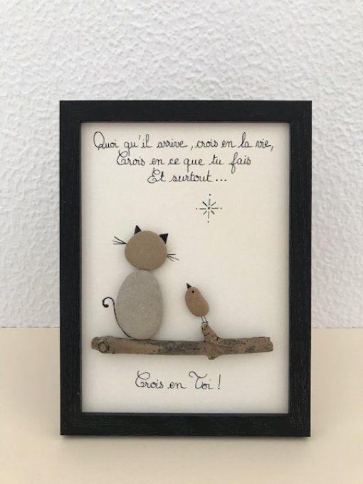 Cadre galets "Crois en toi"