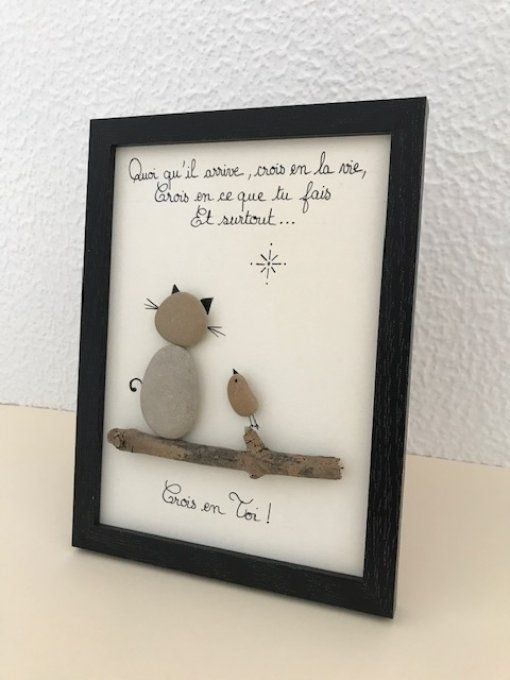 Cadre galets "Crois en toi"