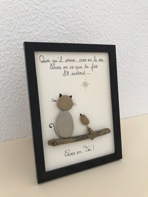 Cadre galets "Crois en toi"