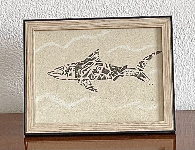 tableau de sable "requin"