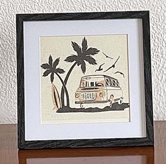 Tableau " van au coucher de soleil "