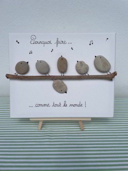 Tableau galets "Pourquoi ?"