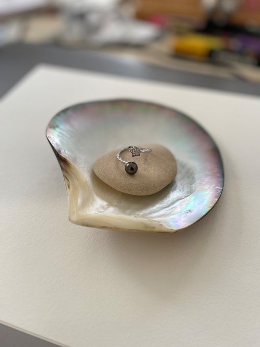 Bague étoile et perle de Tahiti