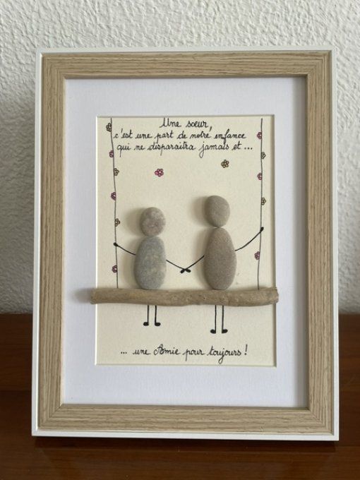 Tableau galets "Soeur"
