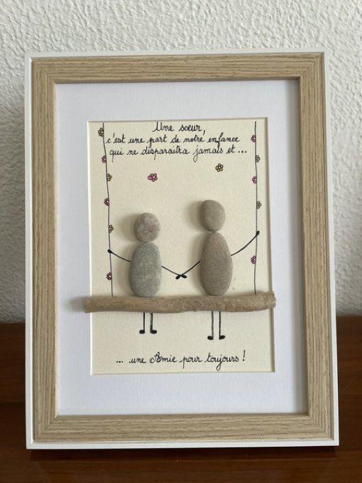 Tableau galets "Soeur"