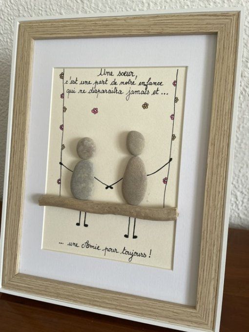 Tableau galets "Soeur"