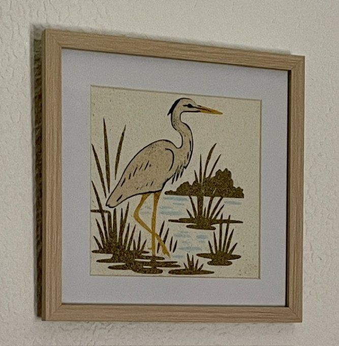 Tableau de sable "Héron"