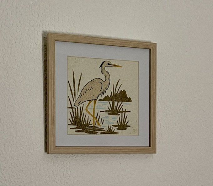 Tableau de sable "Héron"