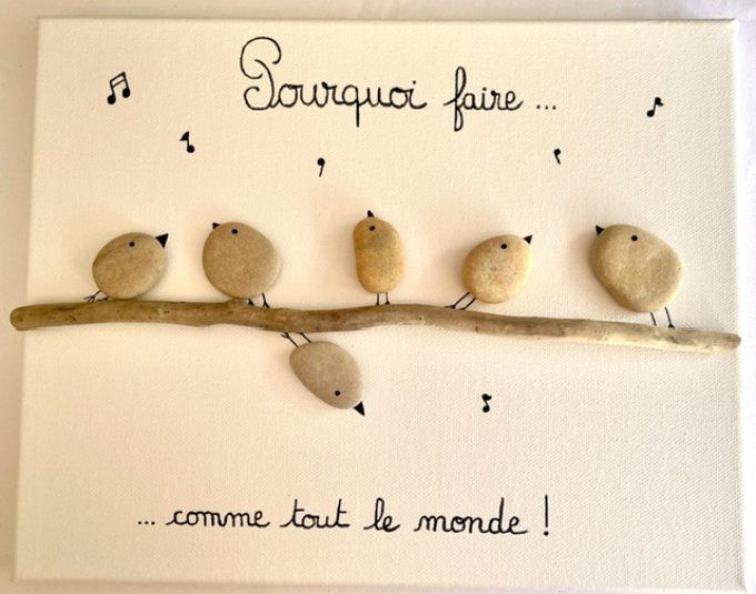 Tableau galets "Pourquoi ?"