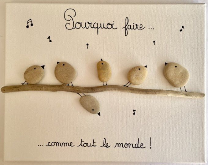 Tableau galets "Pourquoi ?"