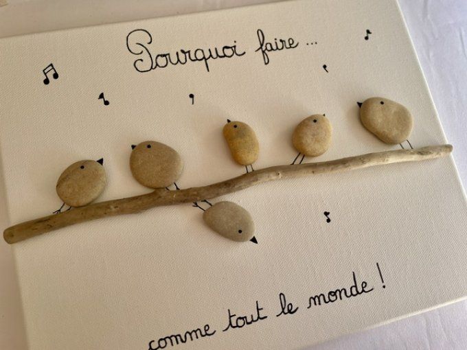 Tableau galets "Pourquoi ?"