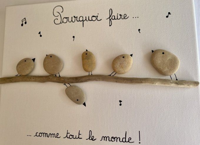 Tableau galets "Pourquoi ?"