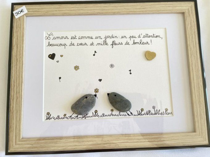 Tableau galets "Le jardin de l'amour"