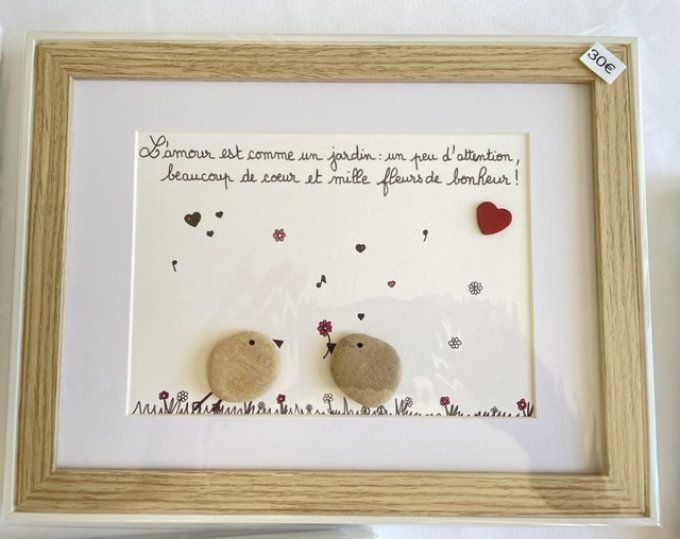 Tableau galets "Le jardin de l'amour"