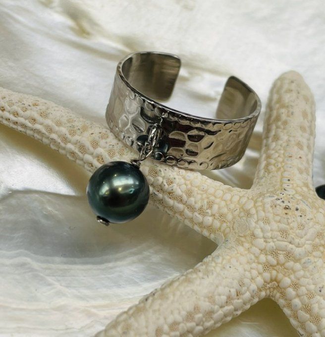 Bague breloque argentée