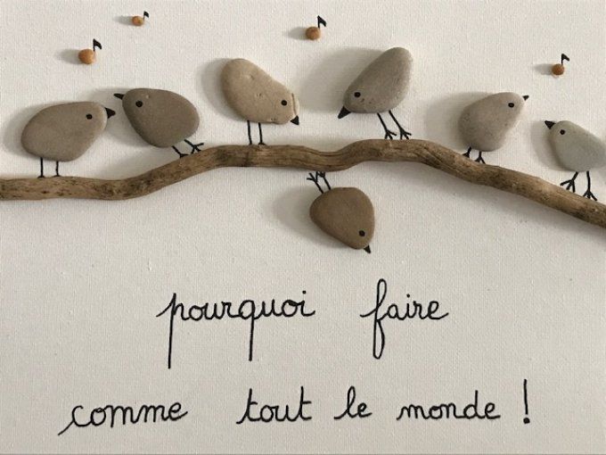 Tableau galets "Pourquoi ?"