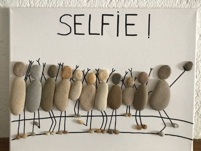 Tableau galets Selfie