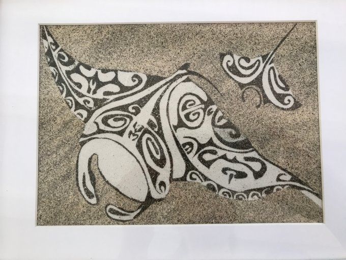 Tableau de sable "Raie Manta"