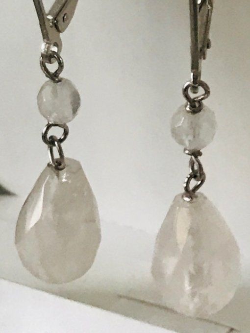 Boucle d'oreilles quartz rose
