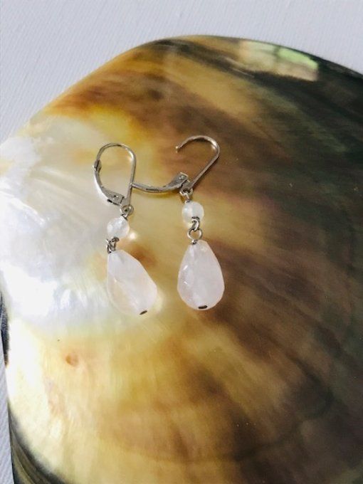 Boucle d'oreilles quartz rose