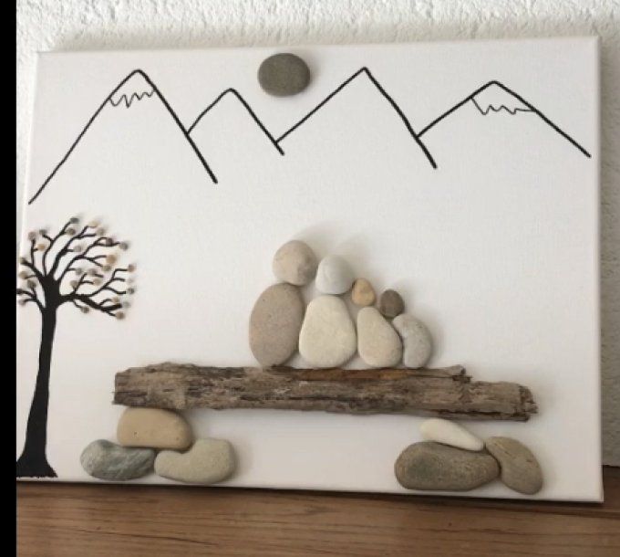 Tableau galets "Montagne"