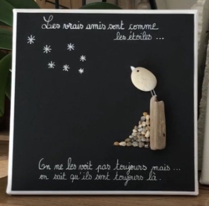 Tableau galets "Amis"