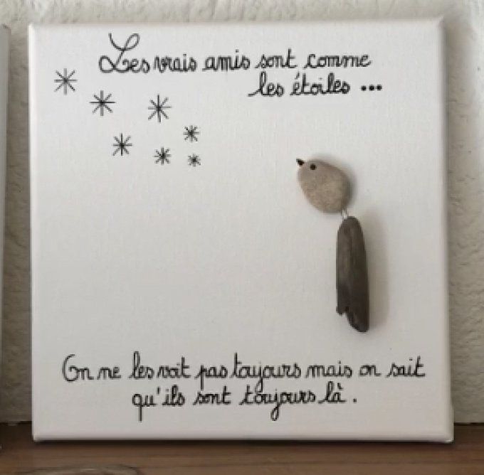 Tableau galets "Amis"