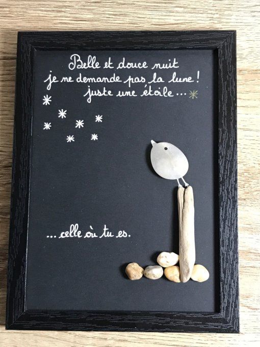 Cadre galets thème  "Les étoiles"