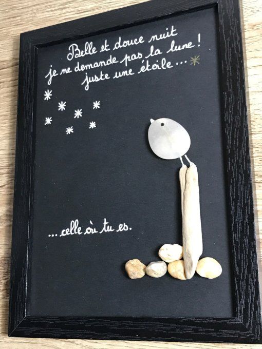 Cadre galets thème  "Les étoiles"