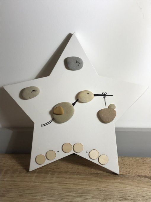 Tableau galets "cigogne"