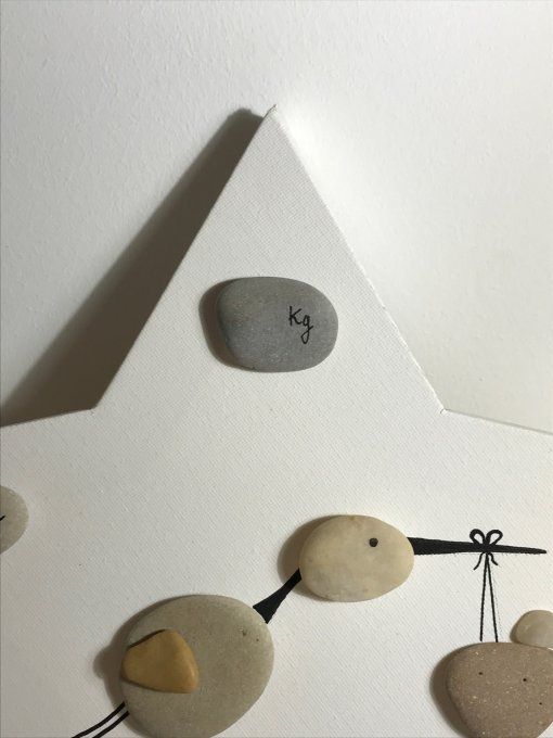 Tableau galets "cigogne"