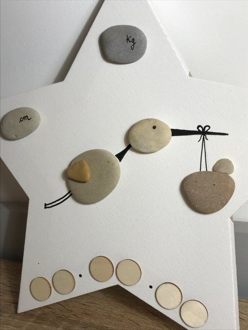 Tableau galets "cigogne"