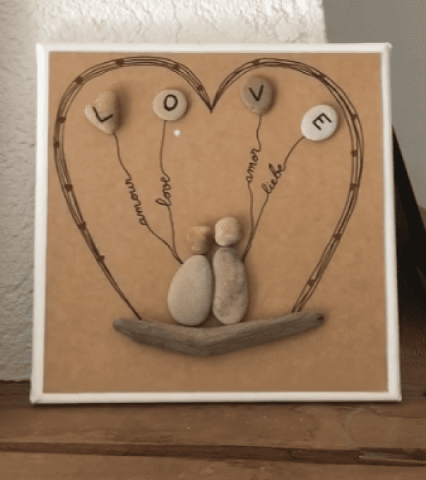 Tableau galets "Love"