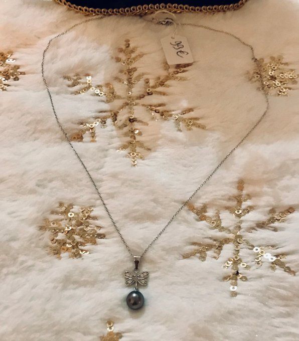 Collier Papillon et perle de Tahiti