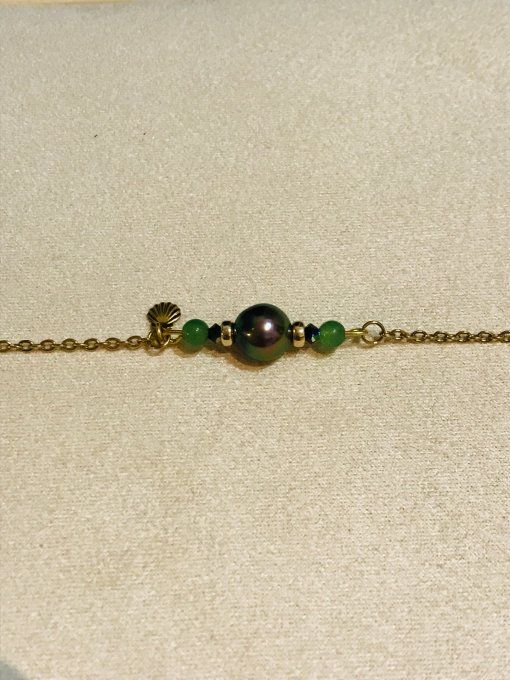 Bracelet Doré et Perle de Tahiti