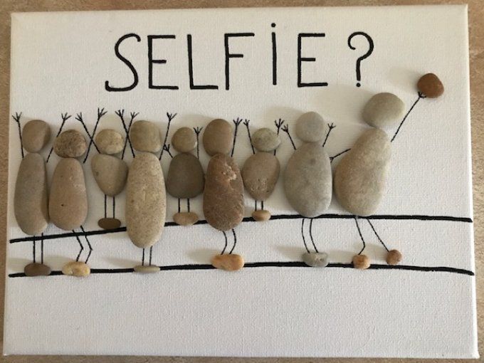 Tableau galets Selfie