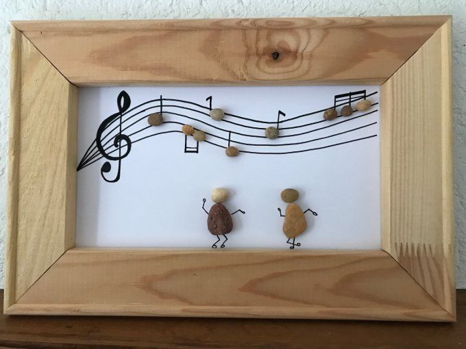 Tableau galets "Musique"